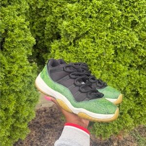 Air Jordan 11 “Snake Skin” - Green and Black Athletic Sneakers